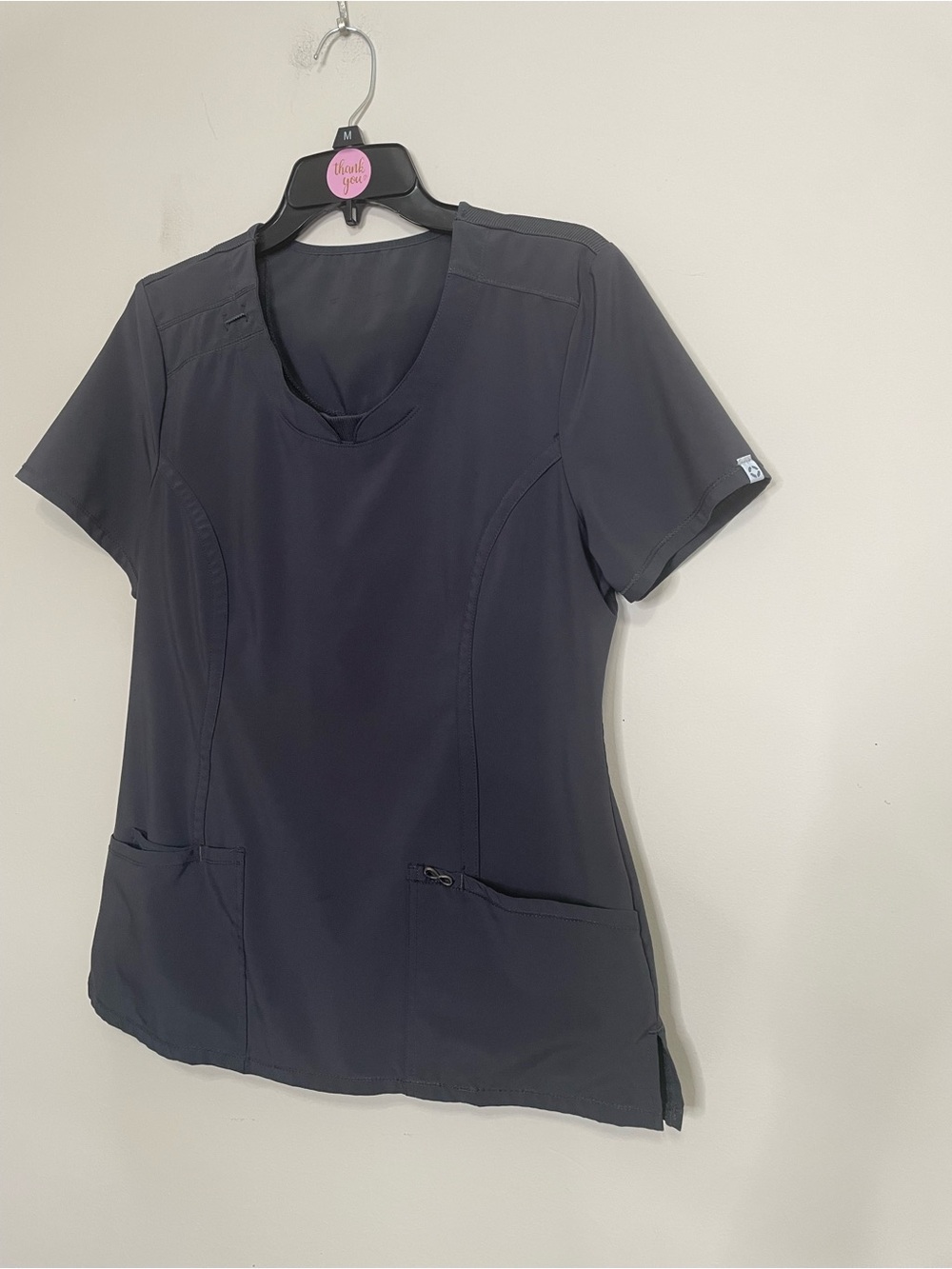 Infinity Pewter Gray Medical Scrub Top with Front Pockets Size Medium